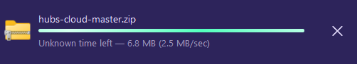 Capture of hubs-cloud-master.zip download notification.