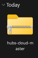 Capture of hubs-cloud-master zipped folder icon.