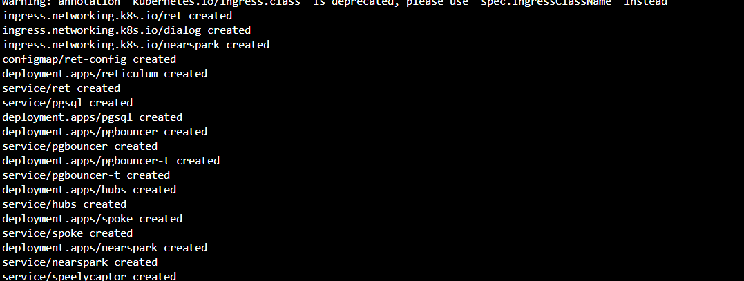 Capture from VS Code, terminal window. Notification that kubernetes is applying the customized hubs file.
