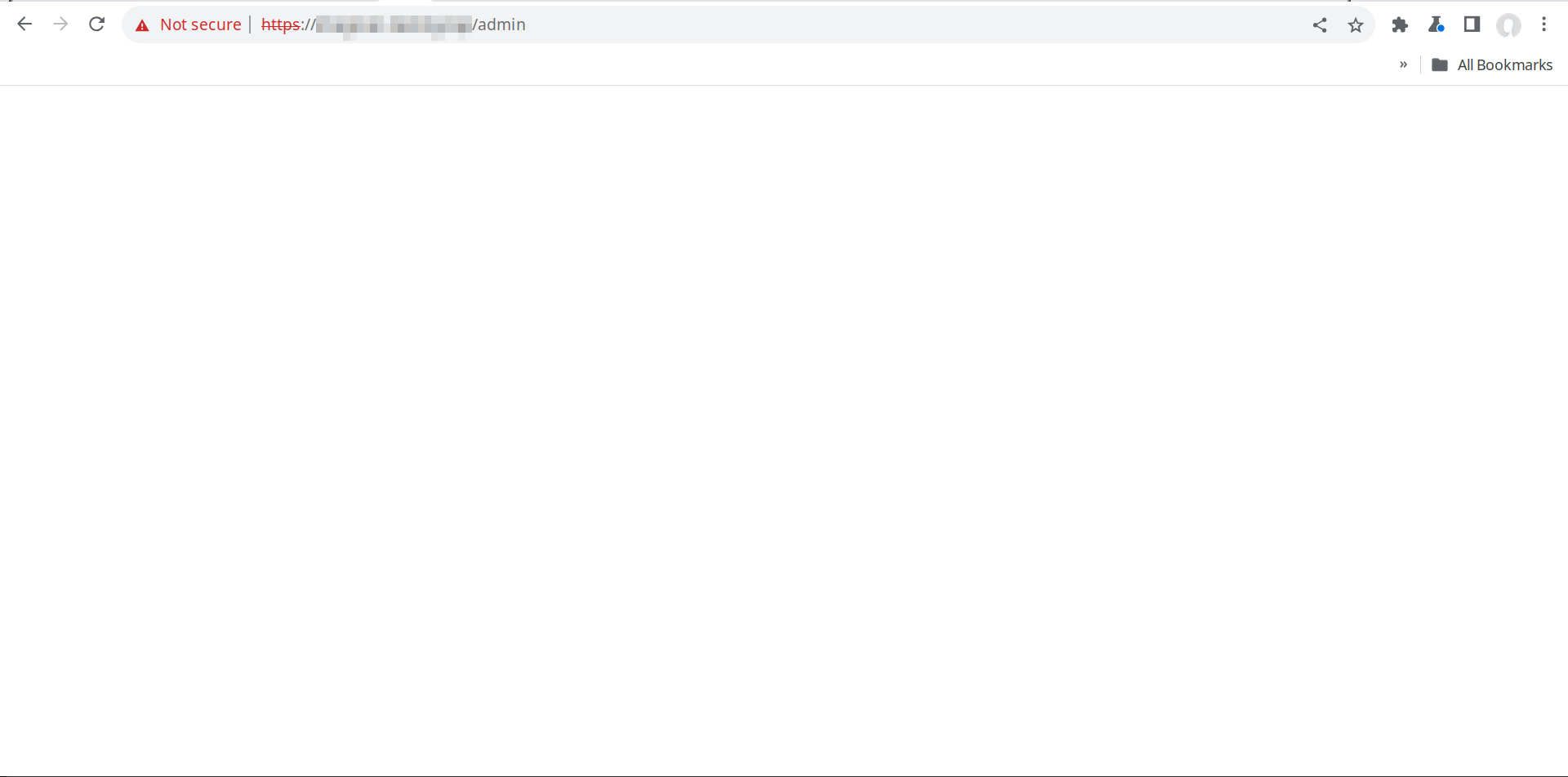 Capture from Firefox after selecting "advanced". Screen is empty of text. This is normal at this stage.