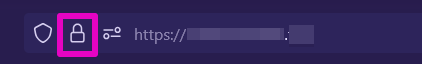 Capture of browser address bar with lock icon highlighted in purple.